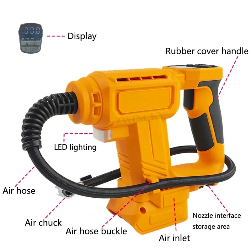 ZWINCKY For Makita /Dewaltt /Milwaukee 18V Battery Cordless Car Tire Inflator Portable Air Compressor Digital Electric Air Pump