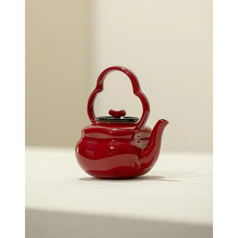 إبريق شاي البرسيمون الأحمر ذو سعة كبيرة طقم شاي الكونغ فو المنزلي صانع شاي السيراميك المتقدم #6