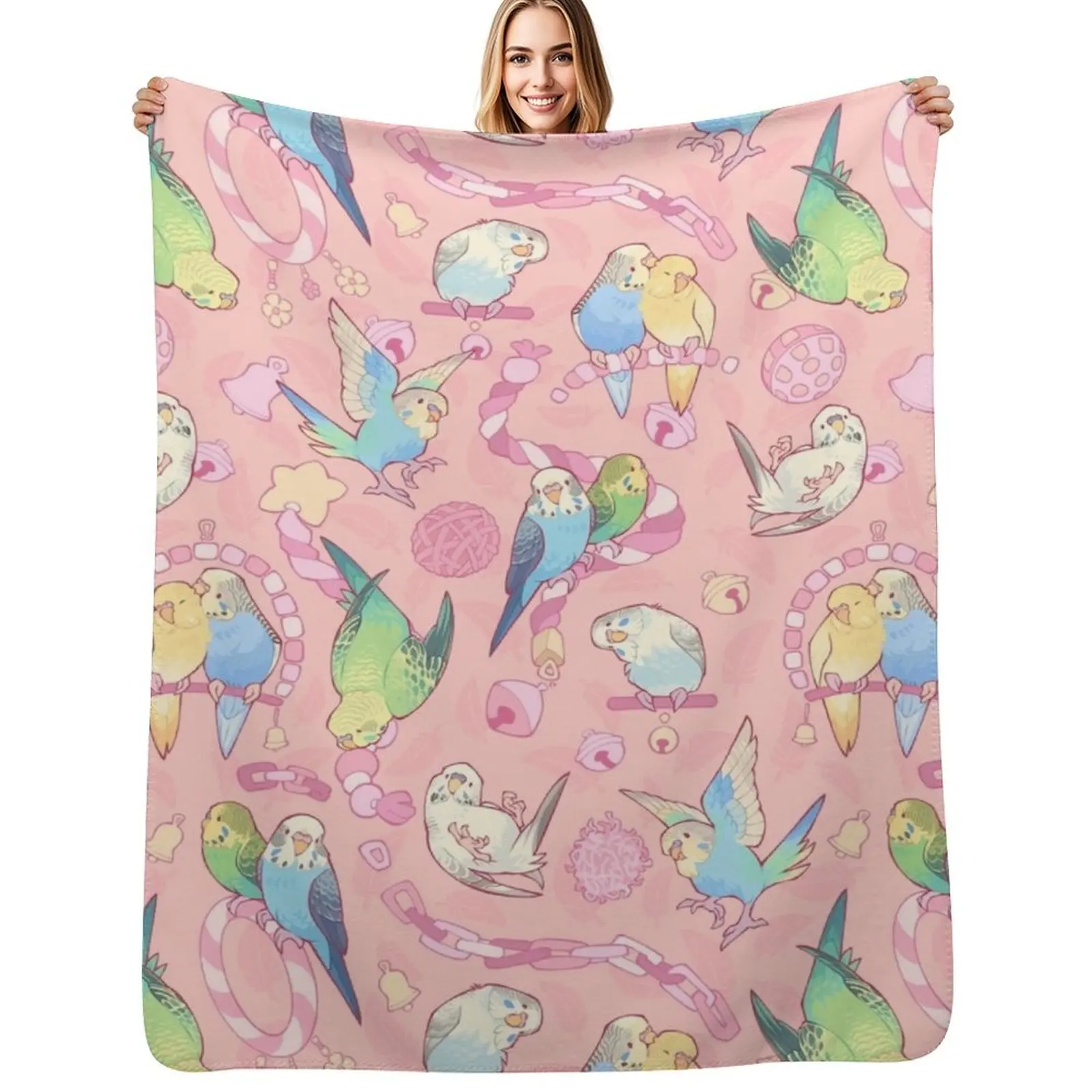 Budgie bunch cotton candy flavored Throw Blanket Shaggy Furry Soft Blanket for Bedroom Living Room