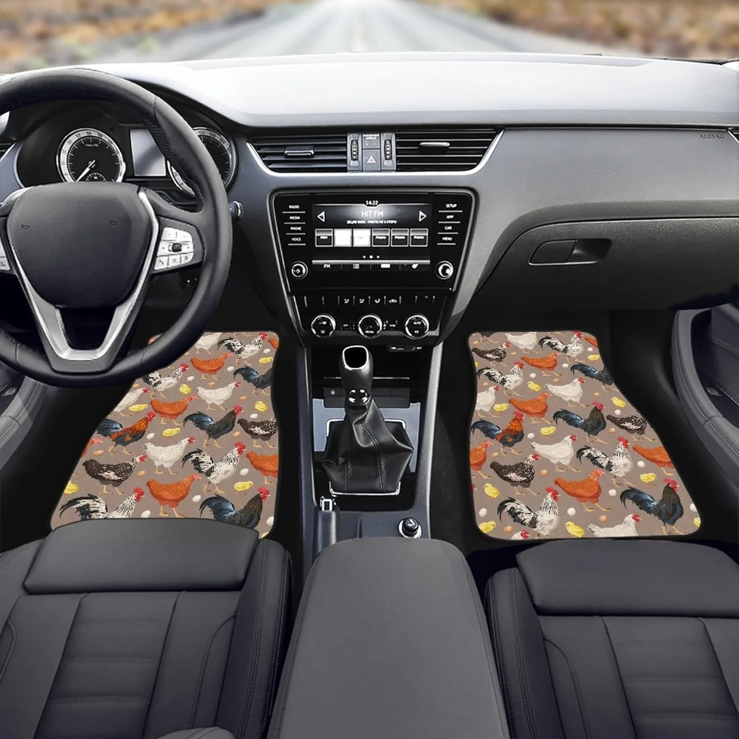 Car Floor Mats Featuring Chicken Patterns - Adorable Rooster And Hen Farmhouse Design, Country Style All-Weather Vehicle Egg Car
