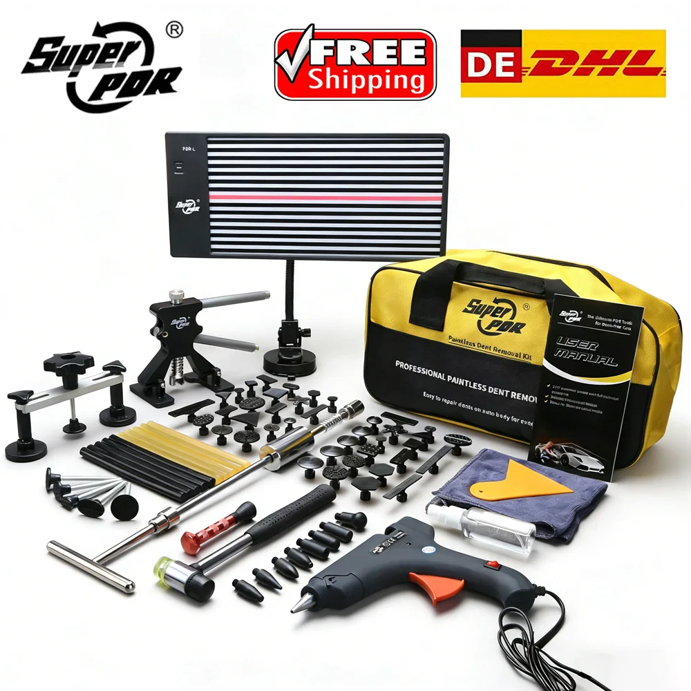 Professionelles PDR-Autodellen-Reparaturset mit 100W Klebepistole, T-Schiebehammer, Zugbrücke, Auto-Karosserie-Hagelschaden-Entfernungsset
