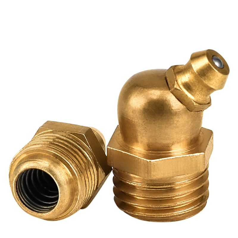 M4/M5/M6/M8/M10/M12/M14/M16 Brass Grease Nipple Fitting Mechanical Lubrication Pure Copper Butter Nozzle Curved Nozzle Oil Gun