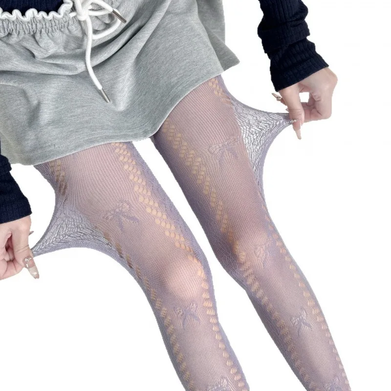 1/5 Paar elegante, minimalistische Strumpfhosen für Damen, Frühling und Sommer, dünne Spitzen-Mesh-Basissocken mit Schleife, modische, vielseitige lange Socken
