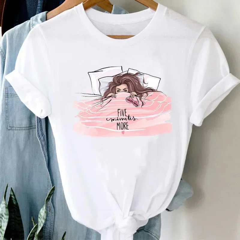 Summer New T-shirts for Women Cartoon Alien UFO Funny Fashion Casual 90s Cute Clothes Stylish Top Print Cool Short Sleeve