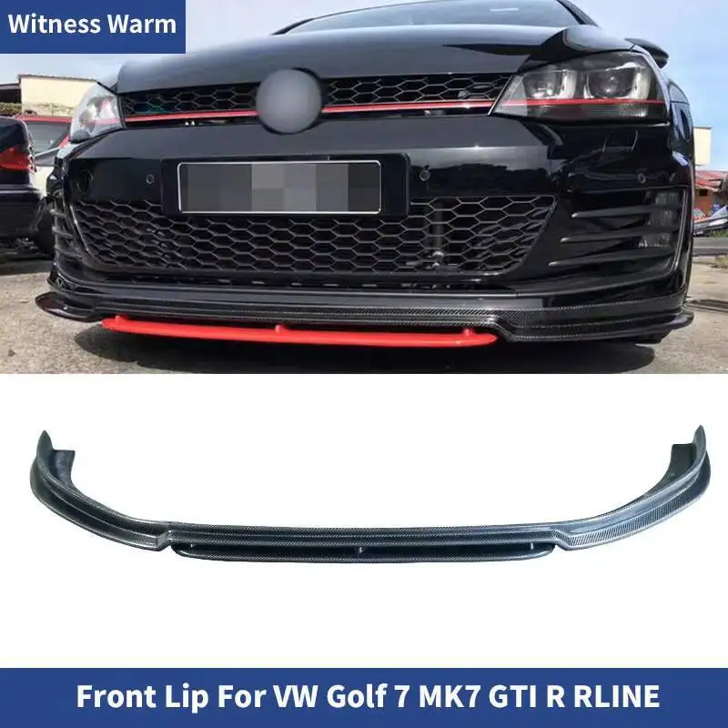 Plaque de Protection de Pare-Choc Avant en Fibre de Carbone, Kit de Carrosserie pour Voiture, Bande Décorative, Pelle à Menton pour Volkswagen Golf 7G-ti