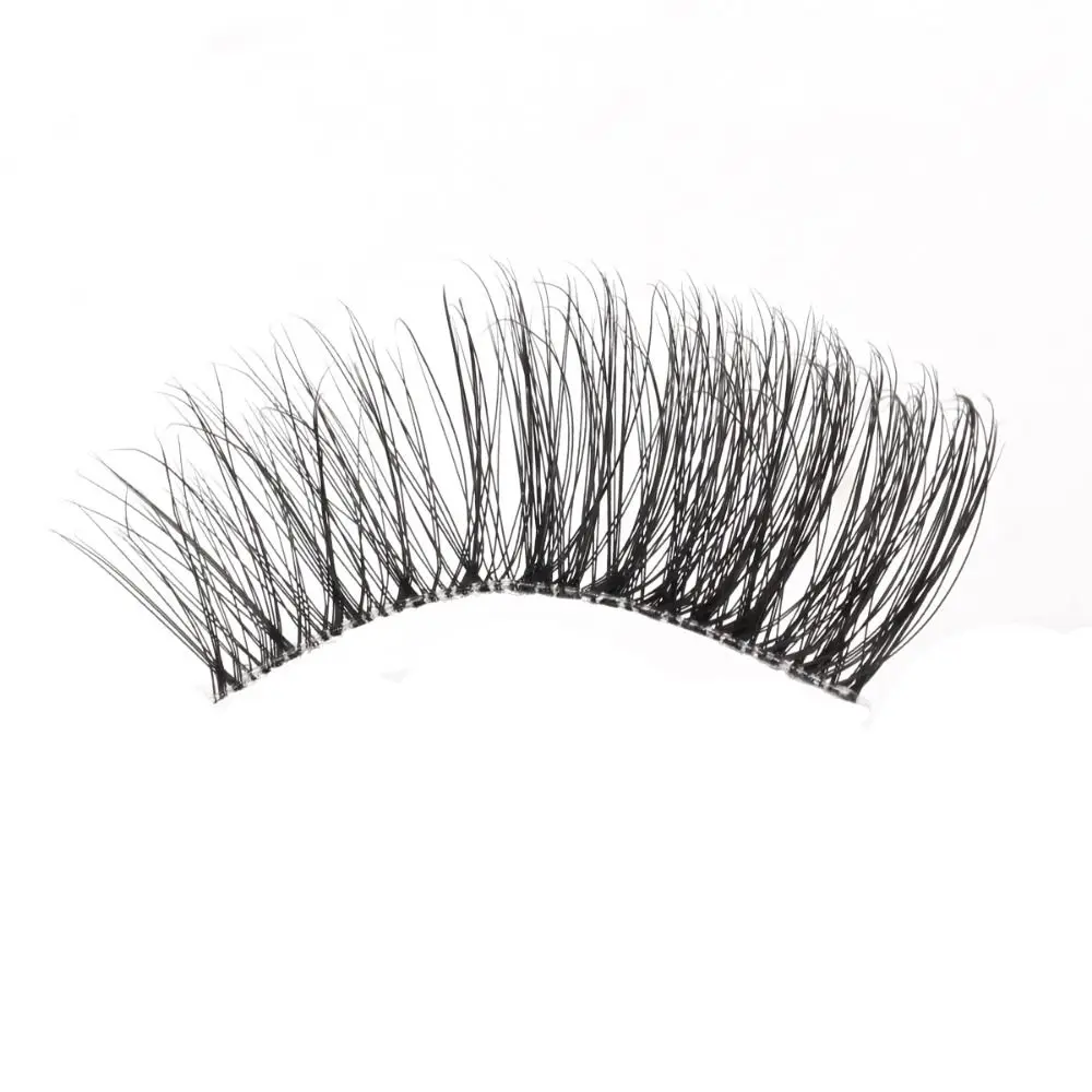 

10 Pairs Wispy Bushy Half Eyelash Eye Tail Lengthening 3D Curled Cat Eye False Lashes Black Stem Reusable Natural Fluffy Lashes