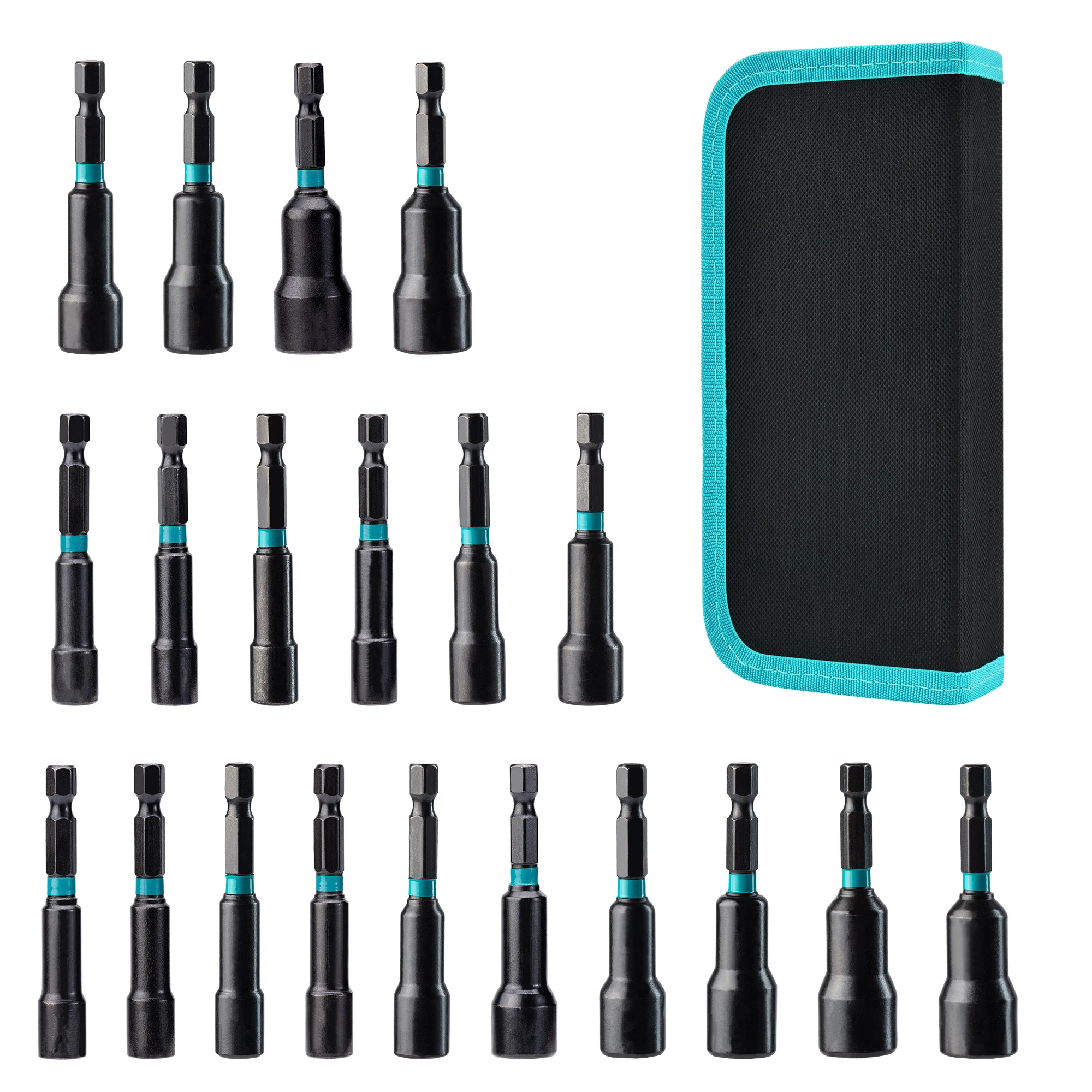 

20PCS Cr-V Magnetic Nut Driver Set, 1/4" Impact Drill Driver Bit Set, Metric Nut Driver 5-13mm & SAE Nut Driver 3/16''-1/2''