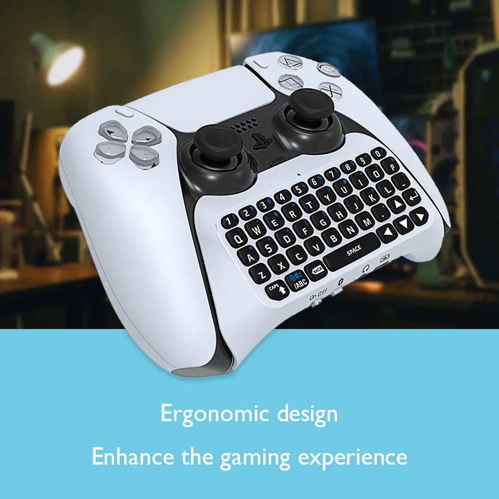 Wireless Keyboard Controller 3.5mm Gaming Handle Keyboard for Sony PS5 DualSense Gamepad Mount Mini Keypad Built-in Speaker