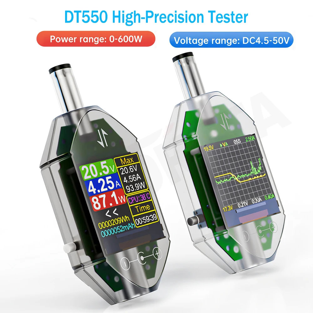 DC5.5 * 2.5 Interface Tester DC 4.5-50V 0-12A High-precision Voltage Current Tester Digital Voltmeter Ammeter 600W Power Meter