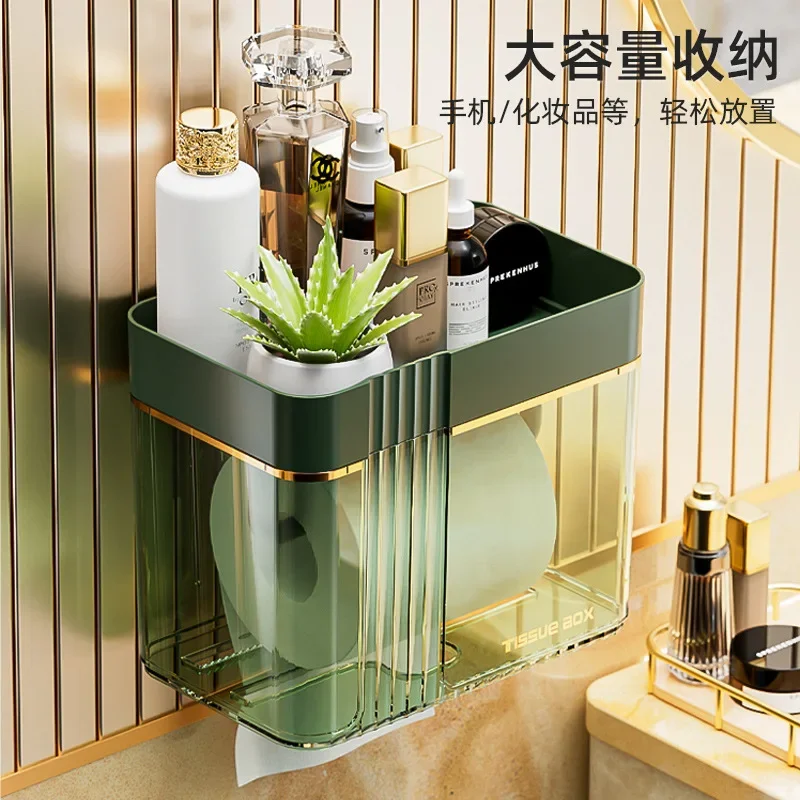 Tissue Box Wall-Mounted Facial Tissue Face Cloth Storage Toilet Kitchen Upside Down Paper Extraction Box