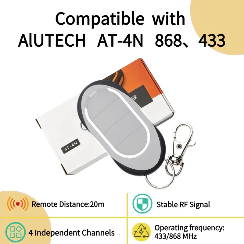 Compatible with ALUTECH AT‑4N Garage Door Remote Control Rolling Code 433.92MHz 868MHz Wireless Duplicator Gate Opener Command K