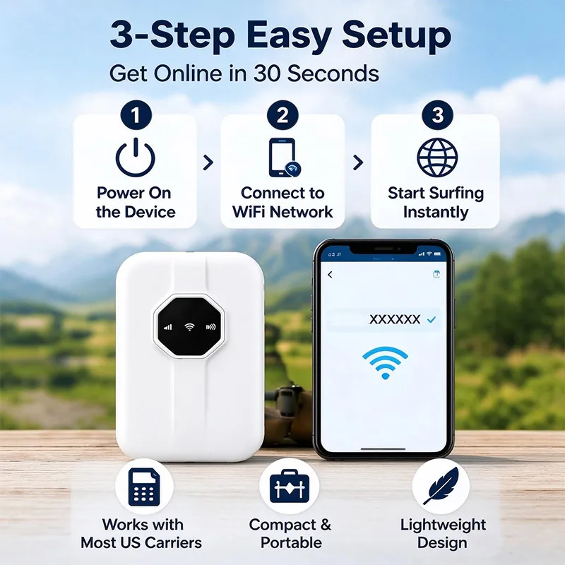 Portable Mobile WiFi Router SIM Card Supported Wireless Hotspot with Large Battery Multi Devices Sharing Pocket WiFi Outdoor Use