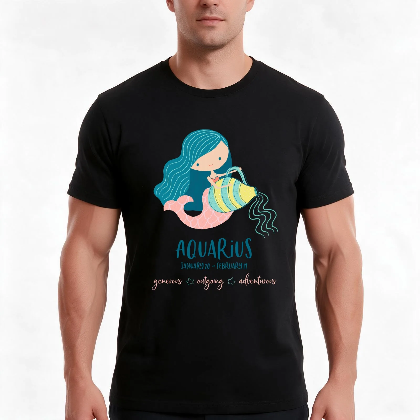 Zodiac Horoscope Sun Sign Aquarius T-Shirt Summer Casual Cotton Tee Oversized Streetwear Tops Vintage Graphic Print