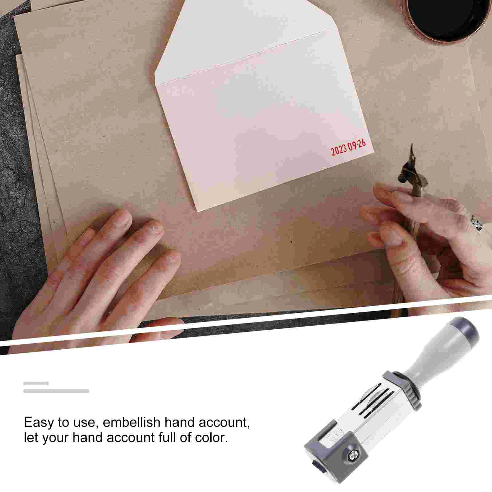 Date Stamp Material (round 21mm) Multi-use Rolling Stamper for File Small Handheld Handle Time Stamps