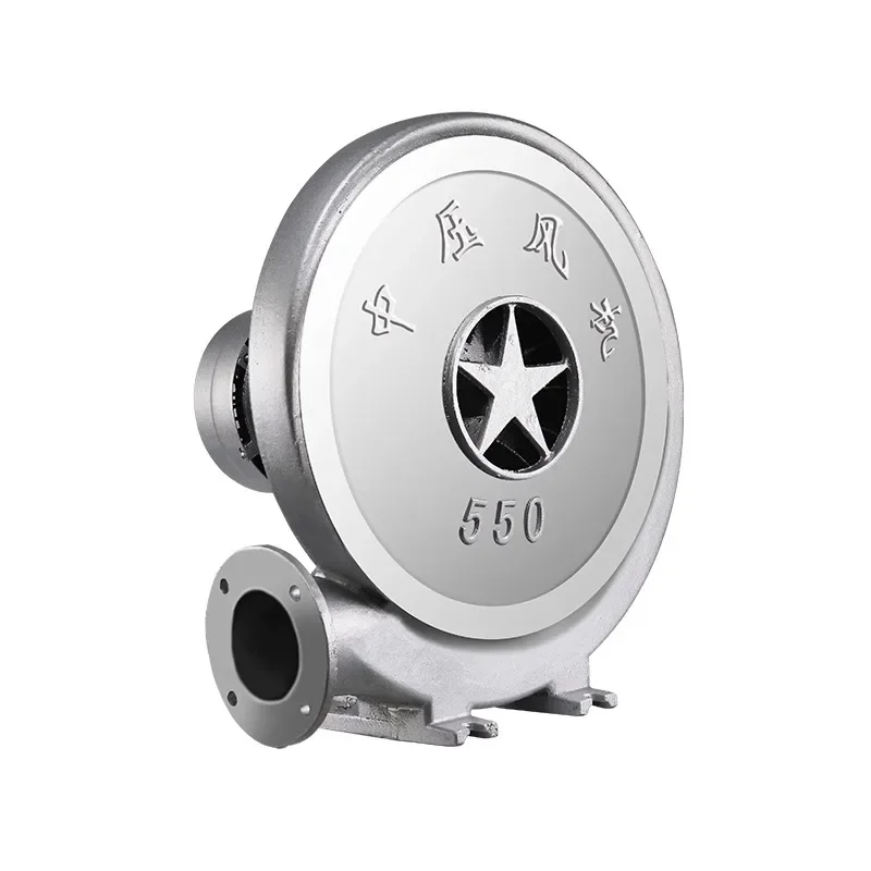 Low-noise, high-power blower; aluminum-cased centrifugal medium-pressure blower; dedicated blower for kitchen stoves.