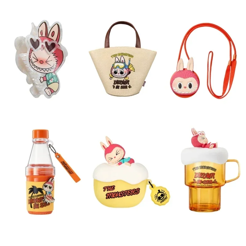 

MINISO Labubu Series The Monsters Drunken Love At The Seaside Series Of Peripheral Products Earphone Shell Bag Cup Hair Clip Toy