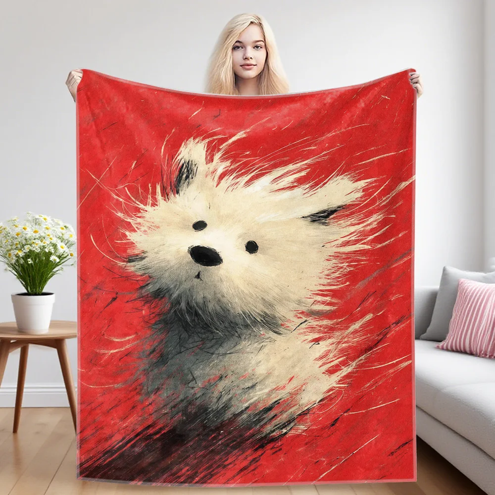 Wind Pup Flannel Blanket Warm Soft Halloween Christmas Couch Warm Cozy Decorative Decor Gift for All Season