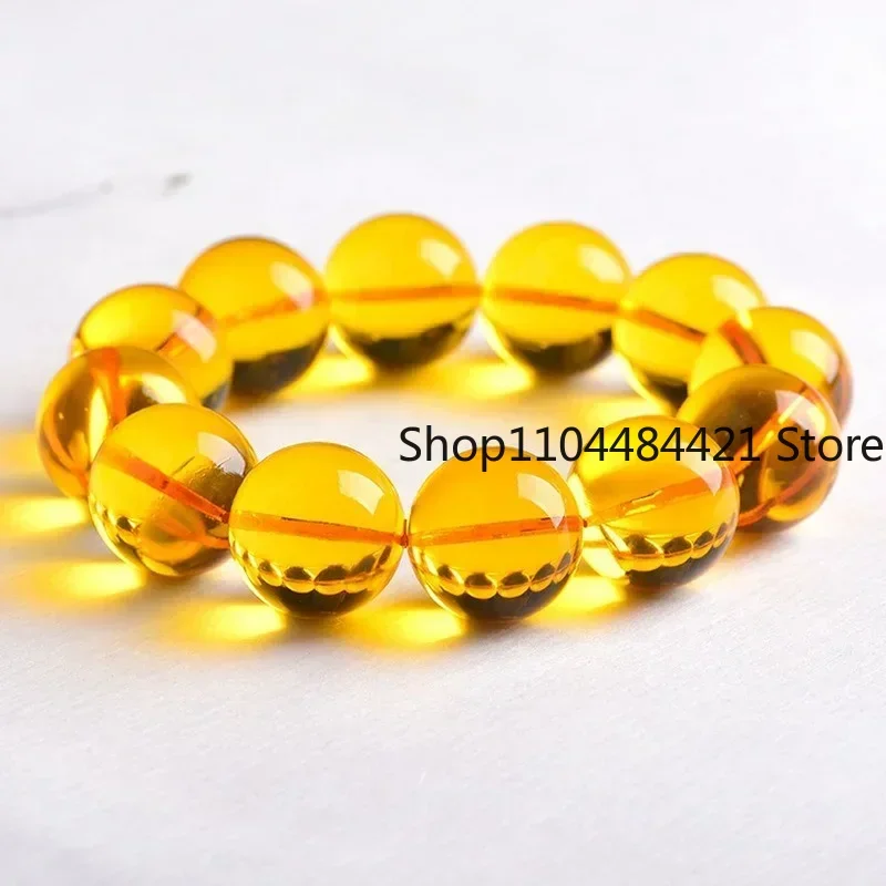 

Women Natural Baltic Beeswax Amber Buddha Beads for Bracelets Gold Single Circle Hand String Amber Round Bead Bracelet Men