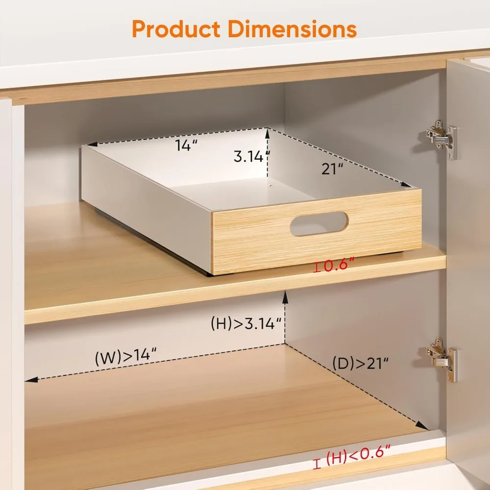 Pull Out Drawer for Cabinet,Metal Slide Out Shelf Fixed w/ Adhesive Nano Film,2 PCS Multi-Purpose Cabinet Organizer for Kitchen
