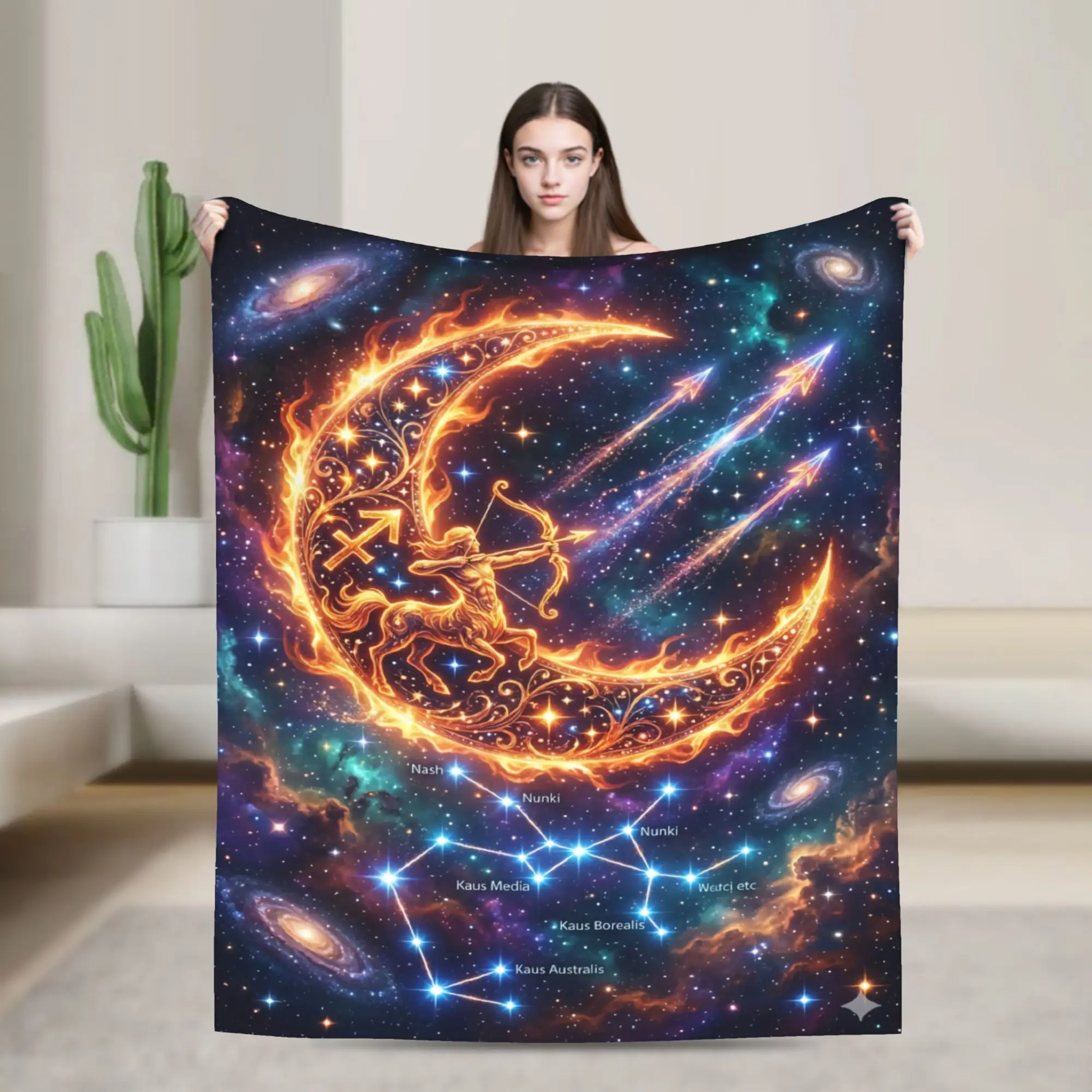 Astrology Zodiac Moon and Stars Blanket  Camping Flannel Bedding Throws For Couch Chair Super Warm Quality Bedspread Gift Idea