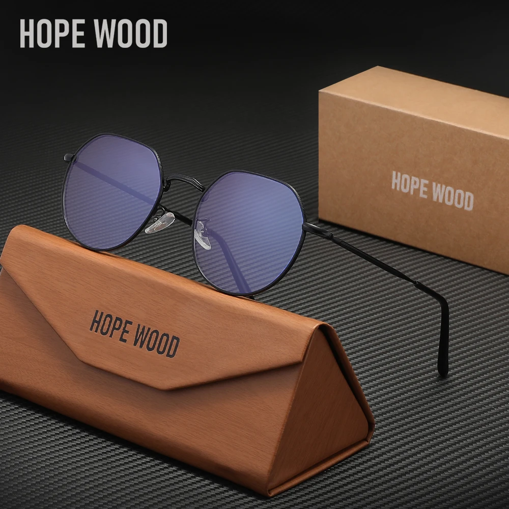 

HOPEWOOD классические круглые очки с защитой от синего света, винтажные женские и мужские металлические очки в тонкой оправе, компьютерные очки