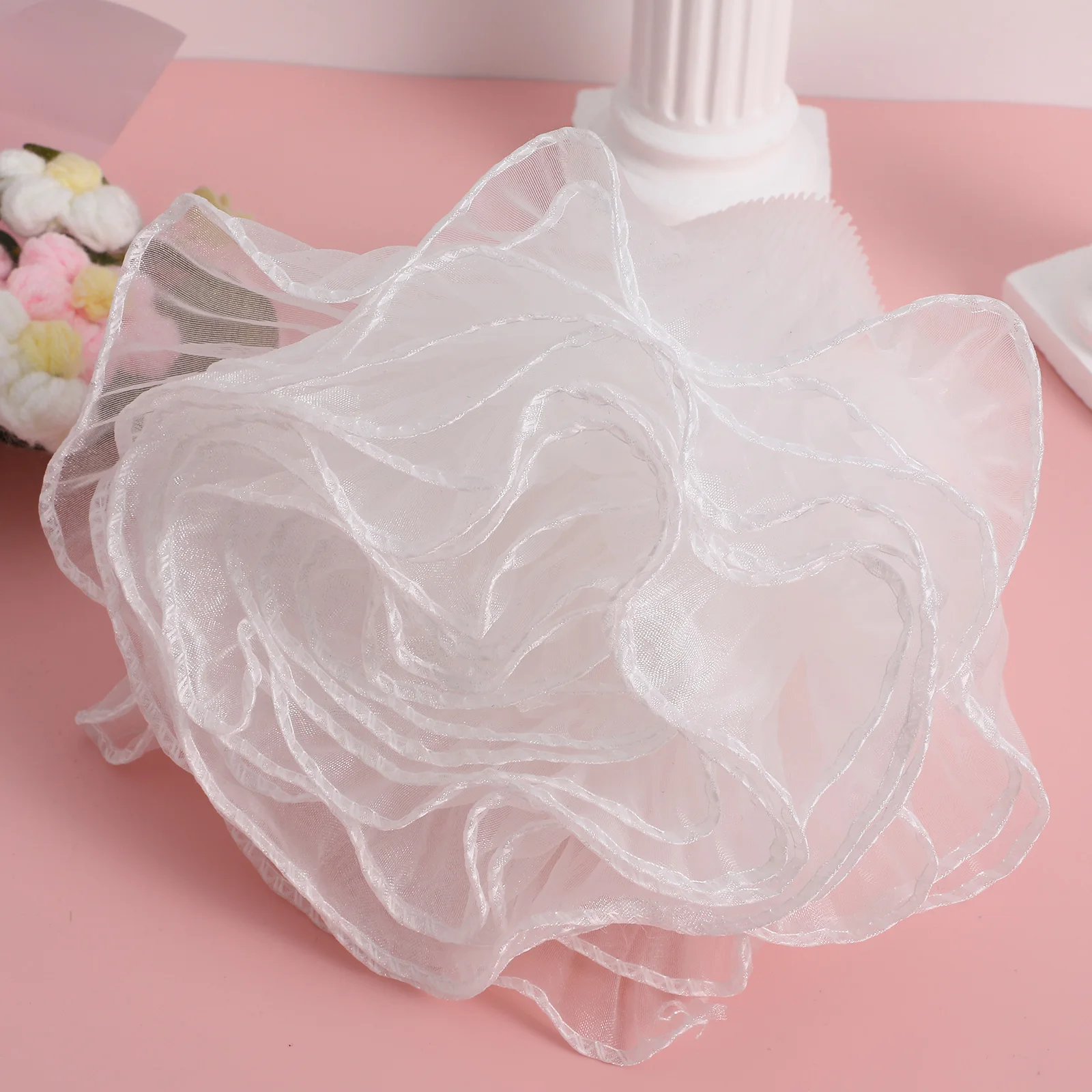 

Ruffle Trim Ribbon Elegant Pleated Polyester Fabric Edge Decorative Strip Sewing Ribbon For Wedding Craft Decoration