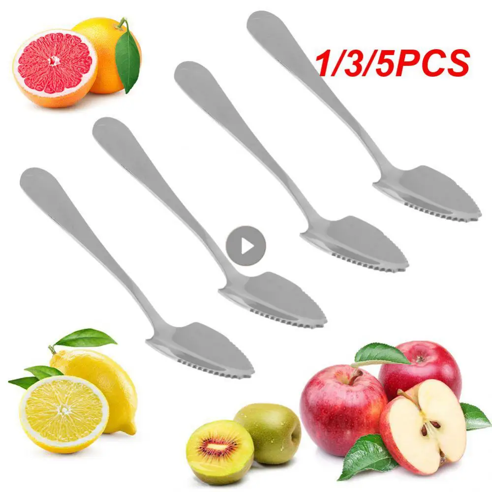 1/3/5PCS Tea Spoons Fruit Mud Sawtooth Home Stainless Steel Baby Food Supplement Tableware Serrated Spoon Practical Non-slip