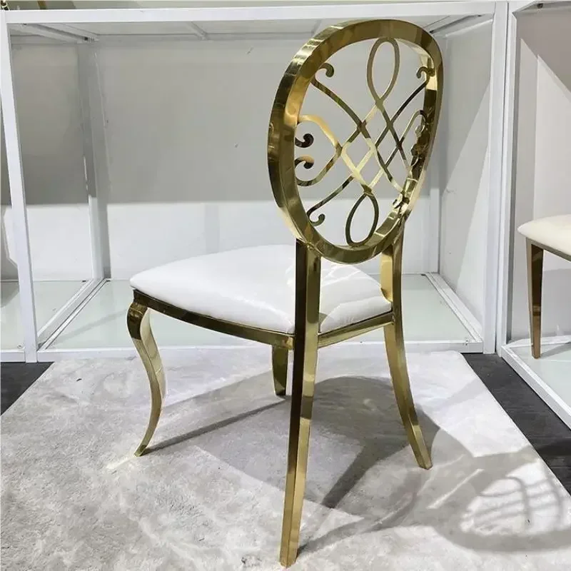 High back stainless steel metal leg wedding banquet living room dining chairs