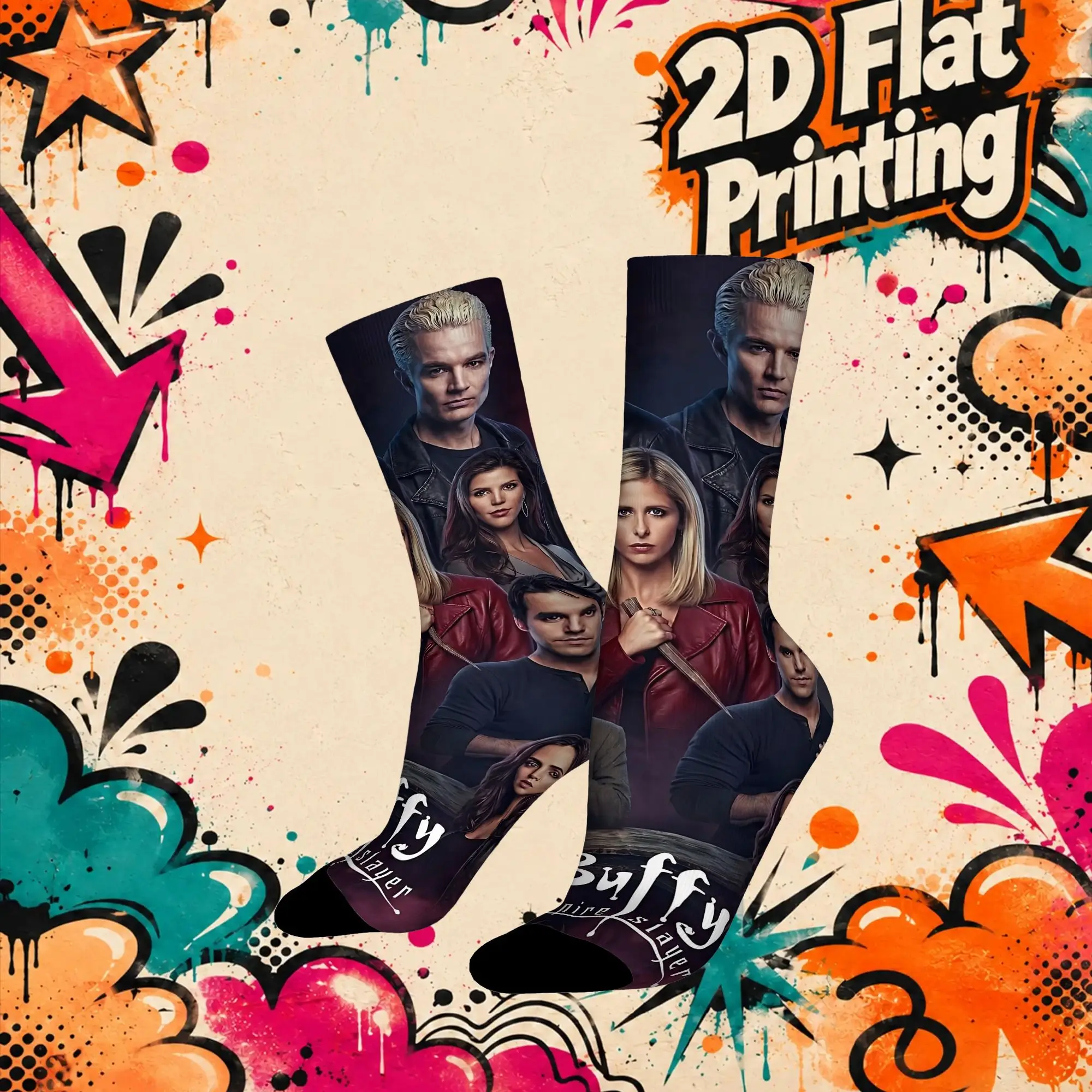 Vampire Slayer Buffy Vintage  Street Style Novelty Casual Crew Winter Sock Sports Socks