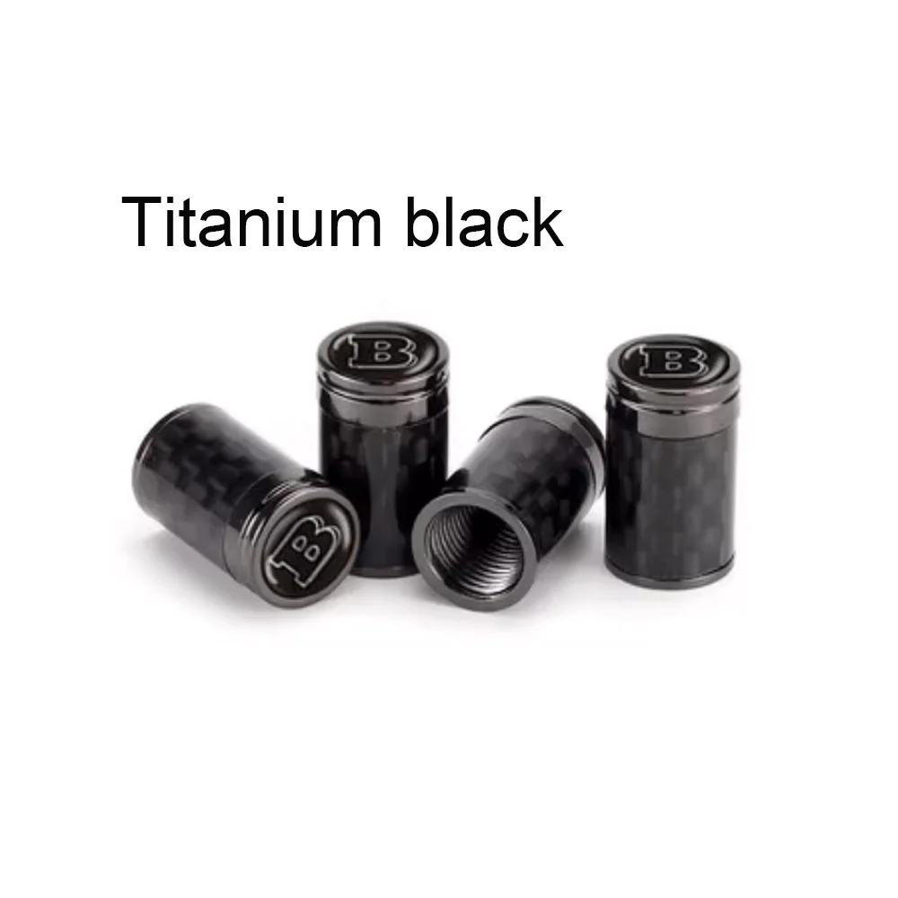 Titanium Black Tire Valve Cap Air Tap Carbon Wheel Stem Cover Air Valve Cap For Mercedes Benz A/B/C/E/S/G 4pcs Valve Stems Cap