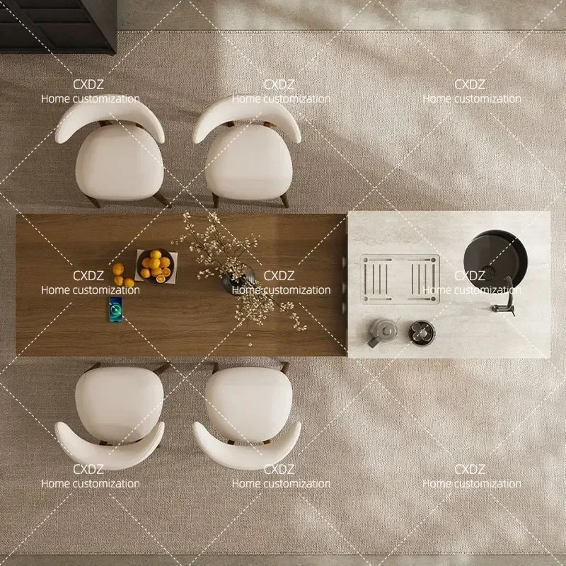 Full Rock Slab Island Dining Table Household Light Luxury High End Medieval Style New Guide Table Restaurant Bar Table