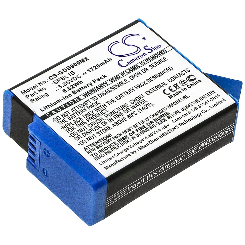 

Cameron Sino 3.85V 1720mAh Camera Battery SPBL1B, ADBAT-001 for GoPro AHDBT-901, Hero 9, 10, 11, 12