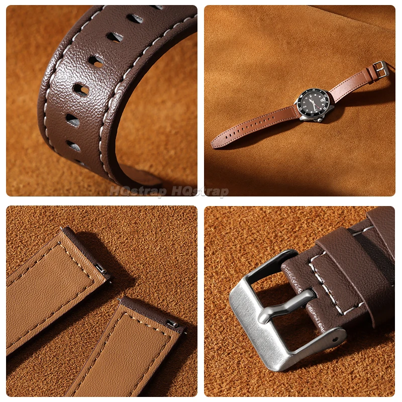 Cinturino per orologio in pelle 20mm 22mm per Huawei Gt3 Gt2 per cinturino Seiko Bracciale universale a sgancio rapido Cinturino sportivo confortevole