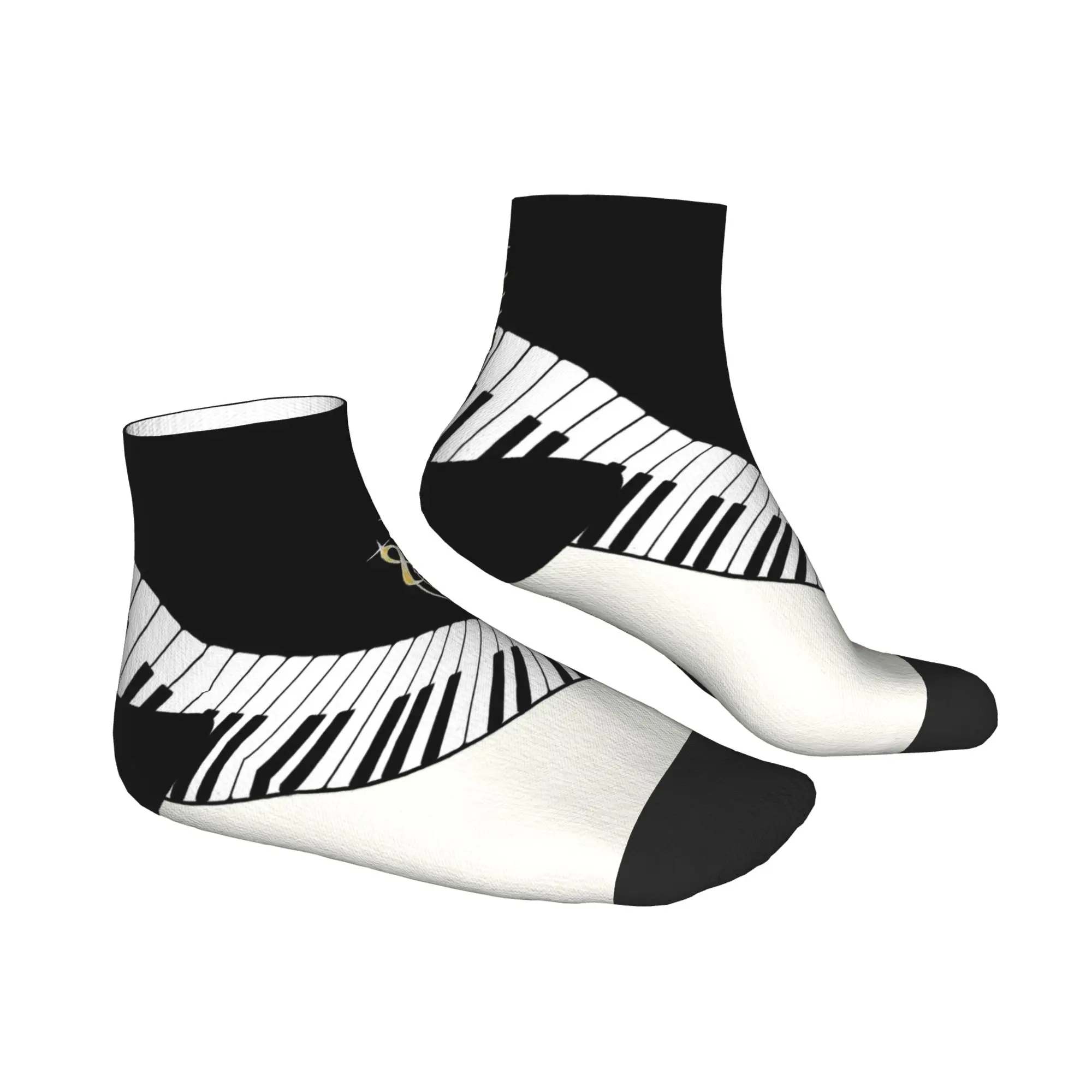 الكاحل الجوارب للنساء الرجال النوتات الموسيقية البيانو لوحة المفاتيح الفن الجوارب غير رسمية مخصصة عدم الانزلاق لينة الخريف مضحك الرياضة في الهواء الطلق جورب #3