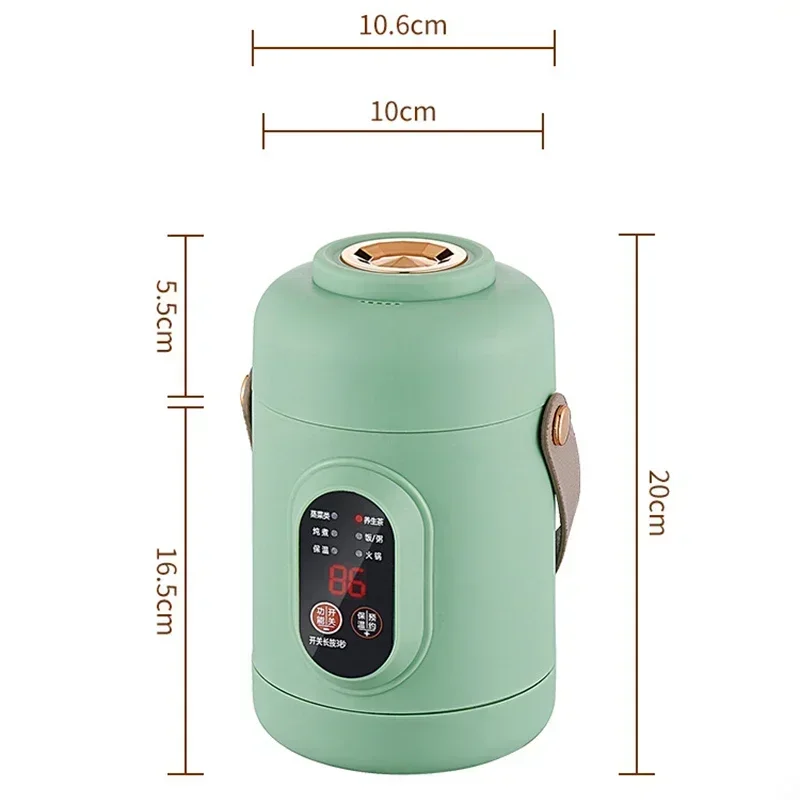 Portable Mini Kettle Rice Cooker Lunch Box - Soup Stew Slow Cook Pot Steamer Noodles Pasta Heater