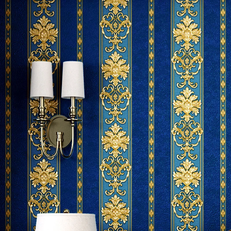 3D three-dimensional European vertical wallpaper waterproof luxury warm bedroom living room hotel engineering TV background wall