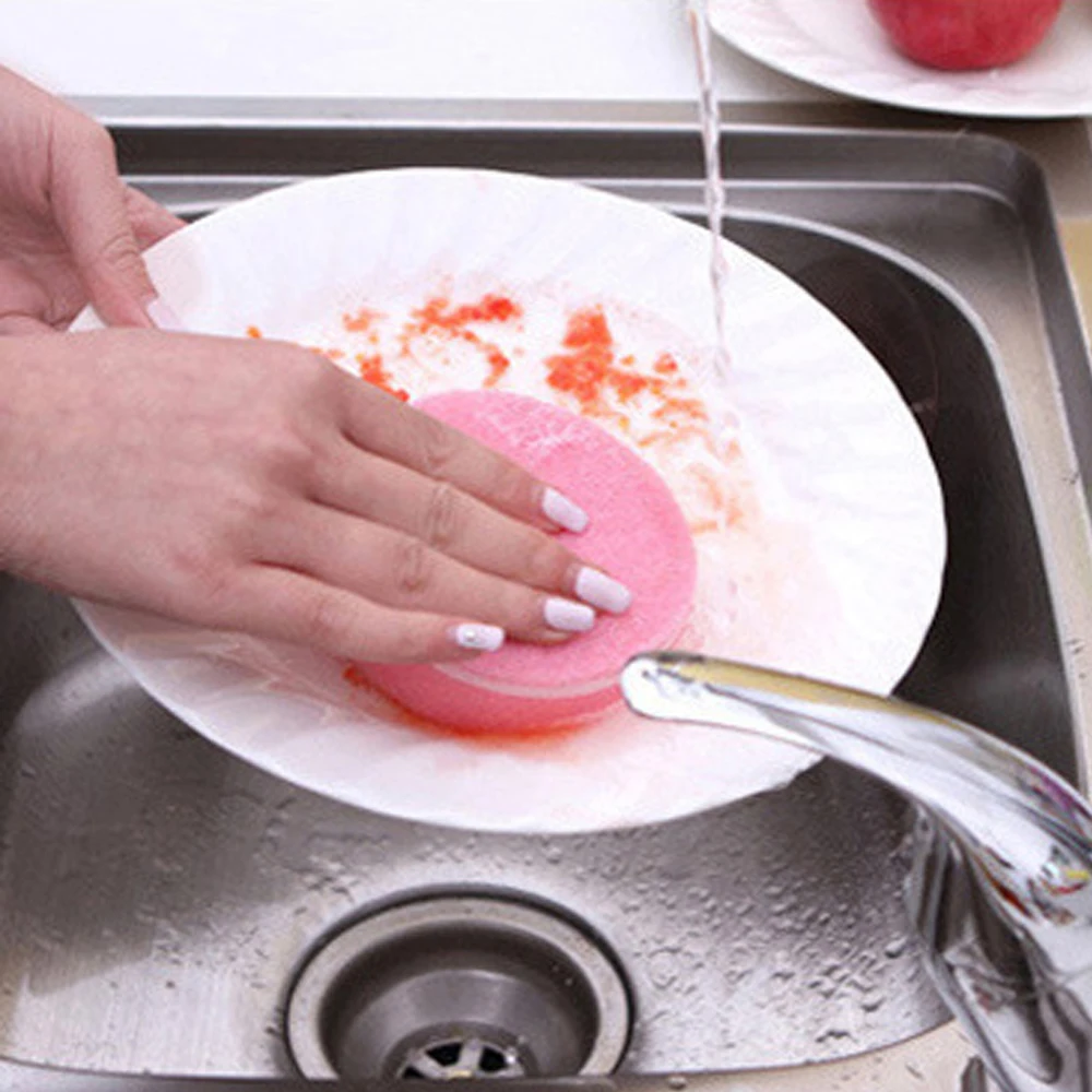 Esponjas prácticas con forma de flor, estropajo, cepillo de esponja, vajilla, lavado de platos de vidrio, herramienta de limpieza de cocina, Color