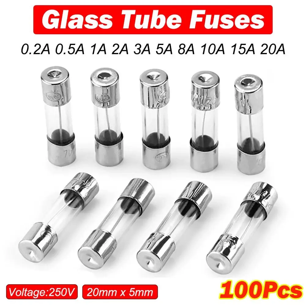 

New 5*20mm Glass Tube Fuses 250V Boxed Glass Fuse 0.2A-20A Fast Blow Fuses