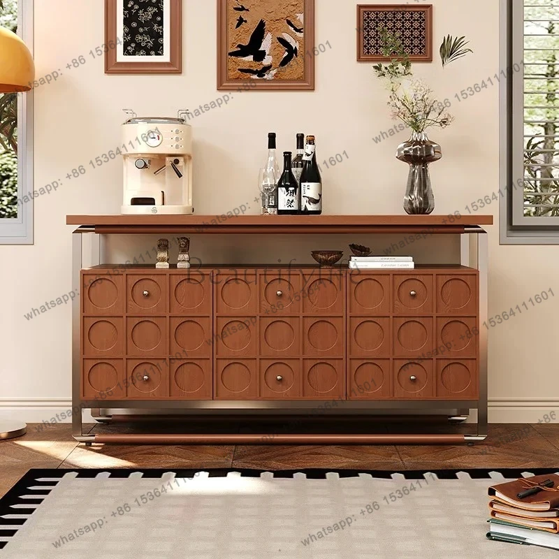 

dining side cabinet, integrated against the wall, multi-layer storage cabinet, solid wood carving decorative entrance cabinet