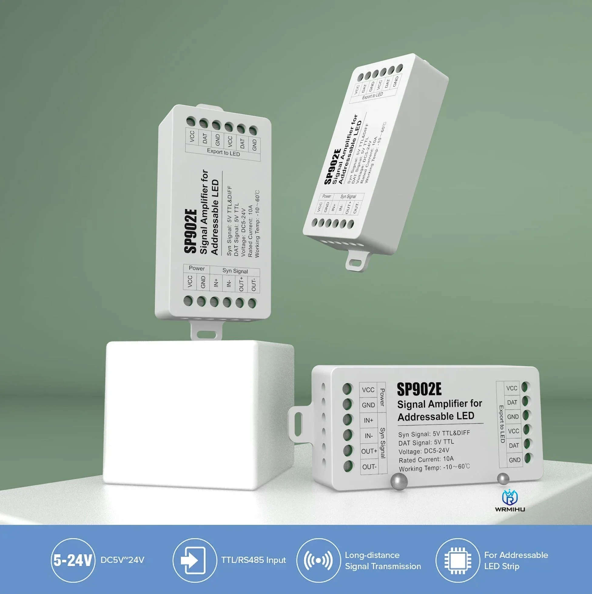 SP902E SPI Signal Amplifier Repeater 2 Channels WS2812B WS2811 SK6812 WS2814 RGBW RGB Pixel Addressable Matrix Panel Light 5-24V