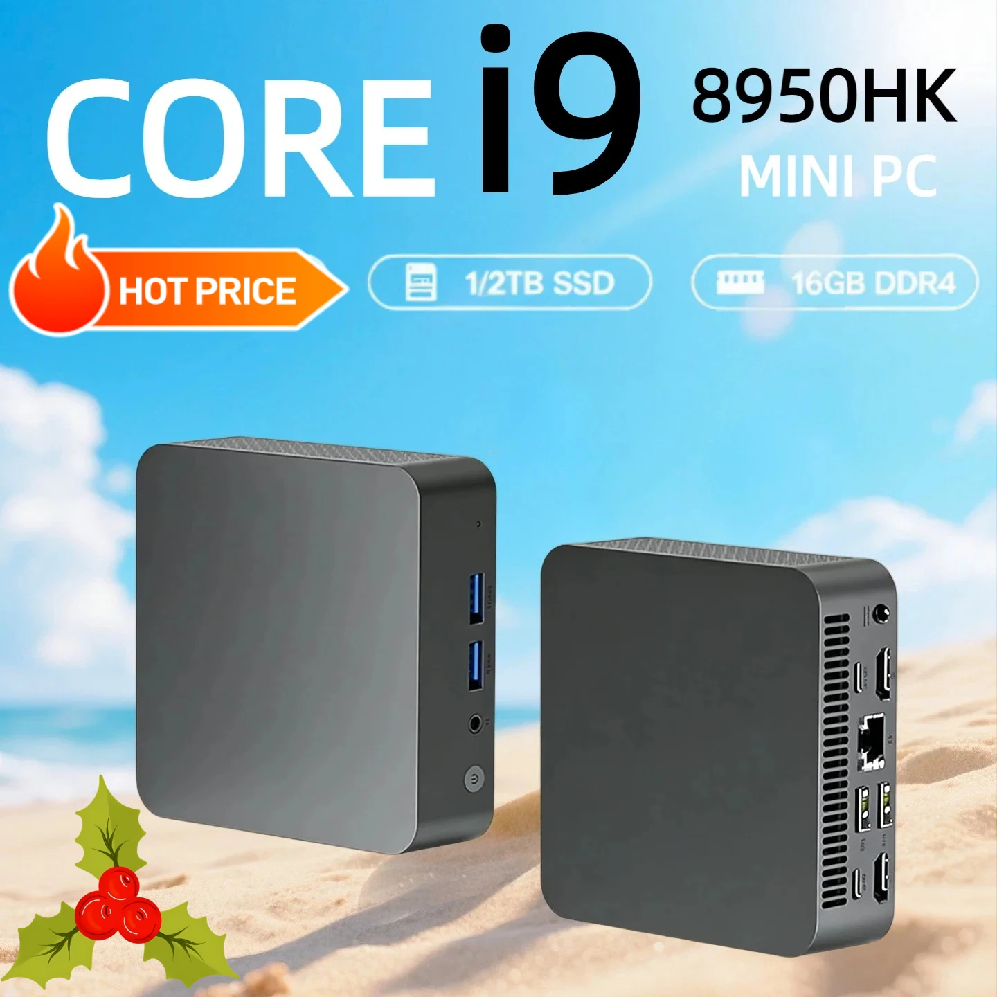 【Brand+】2026 Portable Mini Desktop PC Intel Core i9 8950HK Gaming Computer 16GB 1TB 2TB 4K  WiFi6 USB Mini PC Computer