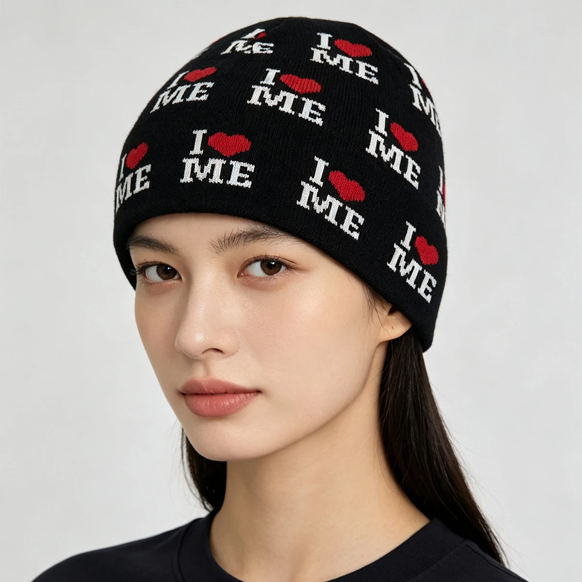 Korean Retro Niche Jacquard Letter Love Knitted Hats New Men Women Warm Casual Versatile Color Block Fashion Personal Beanies 3