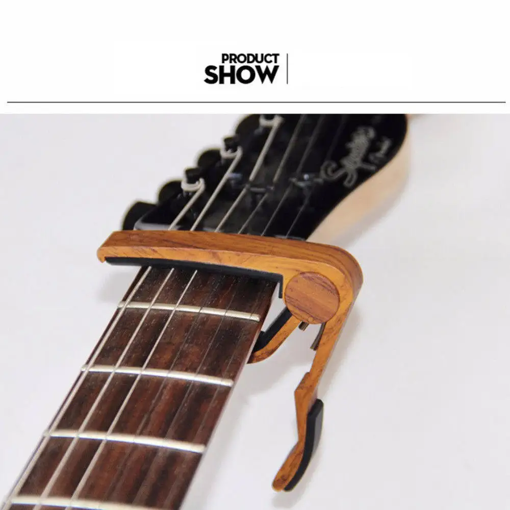 Premium Guitar Capo Rose Wood Grain Texture Fast- Capo Rubberized Non-Slip Base Tight String Hold Reusable