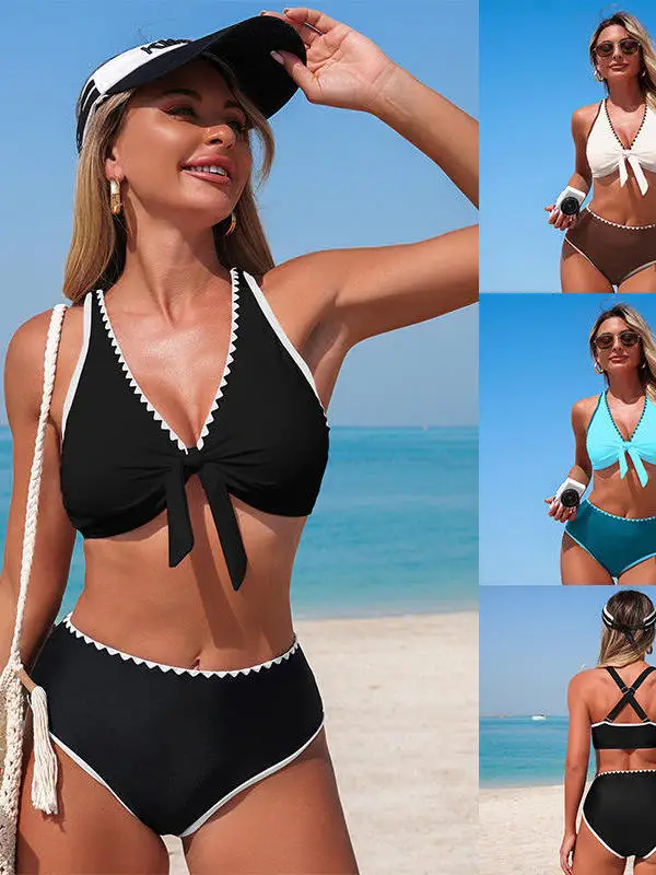 2026 New European Style Bikini Swimwear Women's Sexy Two-Piece Swimsuit Adjustable Back And Shoulder Straps Thermal Pool Beach
