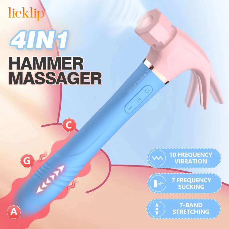 

LICKLIP Love Hamma Vibrator Vagina Clitoris Stimulation G Spot Hammer Shape Telescopic Dildo Suck Tiktok Adult Sex Toy For Women