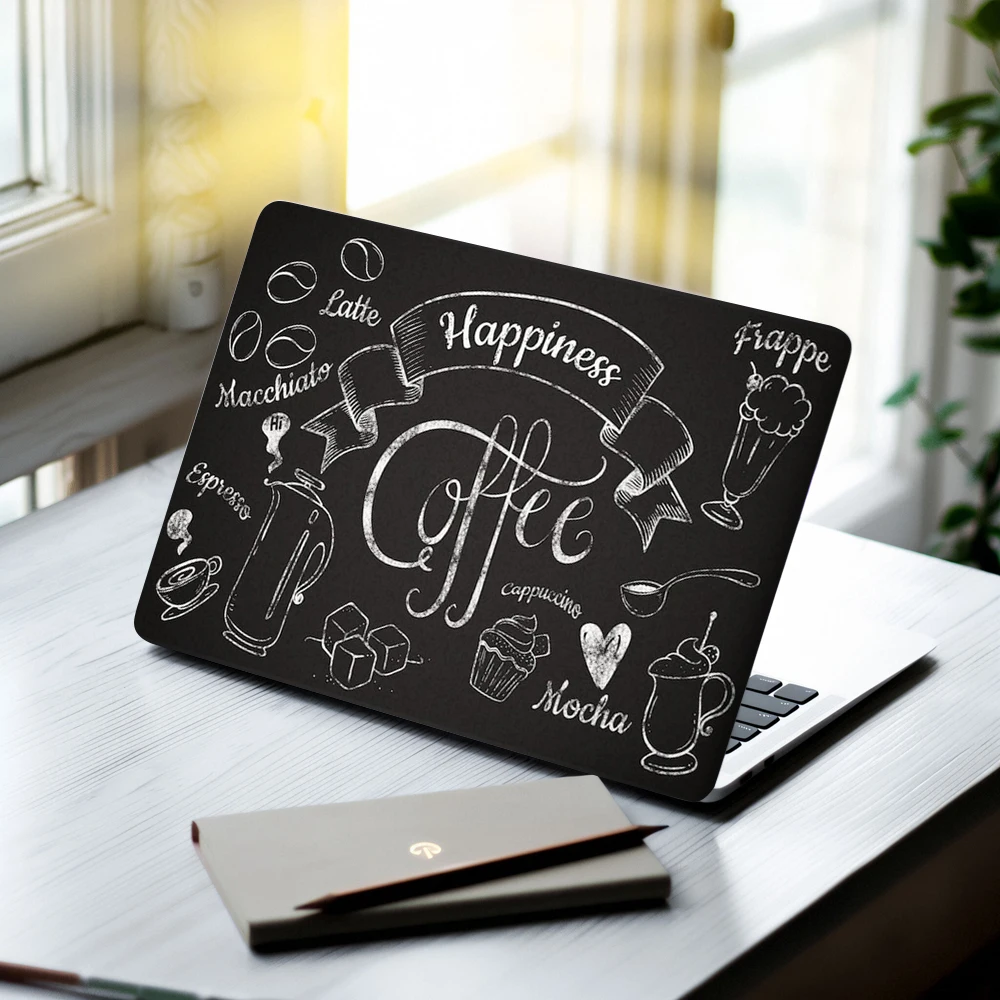 2 Pcs/pack Coffee Hand‑Drawn Art Laptop Skin Sticker,Self‑Adhesive Protective for MacBook Laptops Waterproof Keyboard Decoration