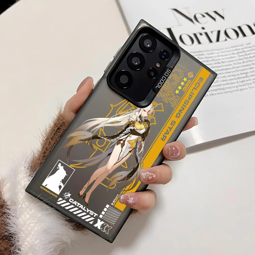 Genshin Impact ruolo carino Cassa Del Telefono Per Samsung Galaxy S25 Edge S24 S23 S22 S21 S20 Ultra Fonda Silicone Argento copertura