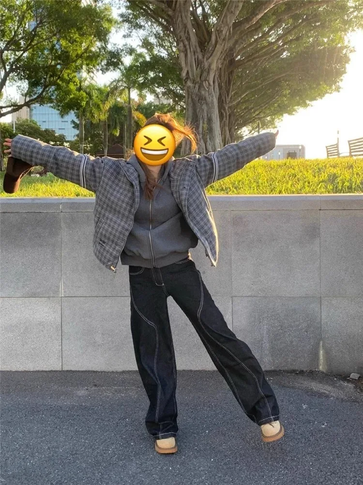 

Retro Winter Coat Women's Faion Thiened ort Warm Plaid Design Cotton Jaet Korean Sle Commute Loose Fit Zipper Closure