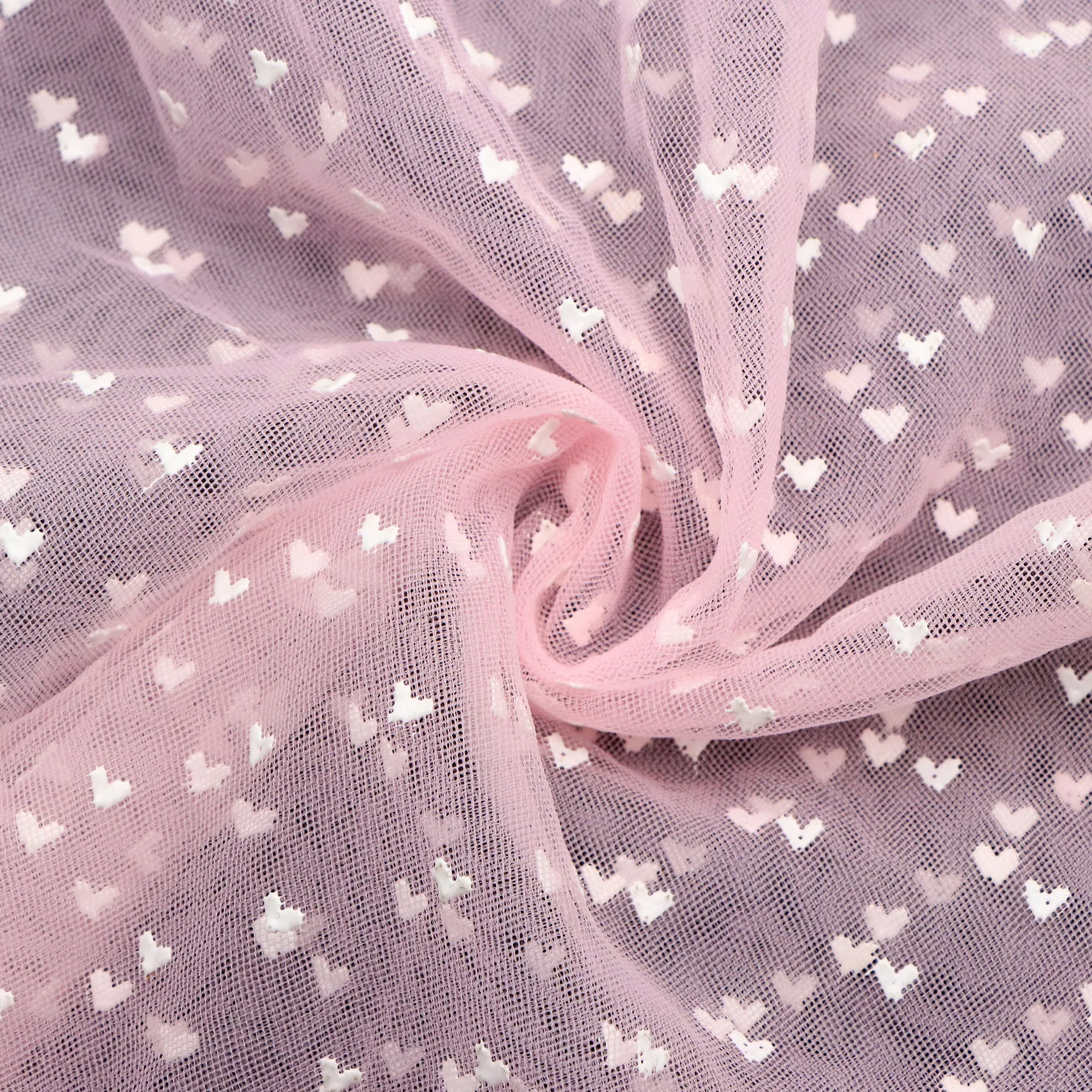 50x130cm Tulle Mesh with 3D Heart Printing Pattern for DIY Bows Party Capes Tutu Dress Sewing