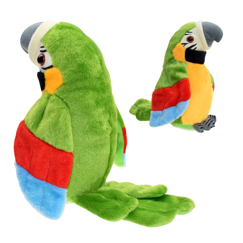 Juguetes de peluche electrónicos de loro parlante, Pájaro lindo, mascota, registro de voz, alas de onda repetidas, juguete de peluche para niños, regalo de Navidad